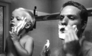 father and son shaving